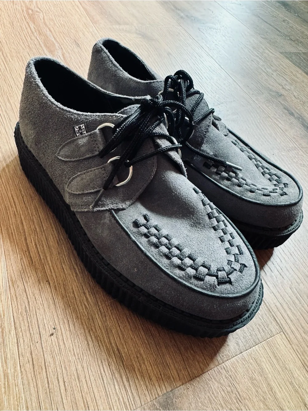 T.U.K. Grey Suede Viva Creeper Shoes